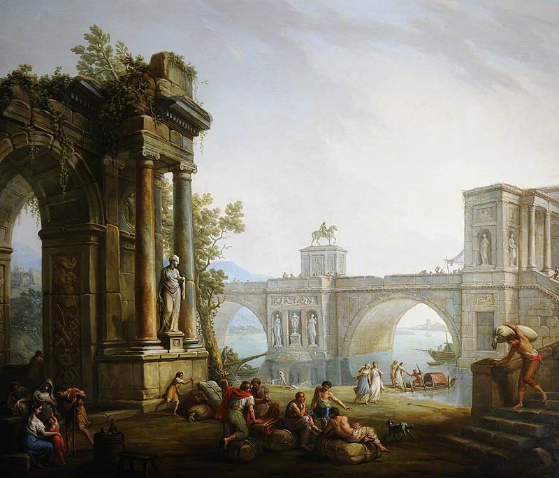 Capriccio con le rovine di un arco trionfale e un ponte - National Trust
